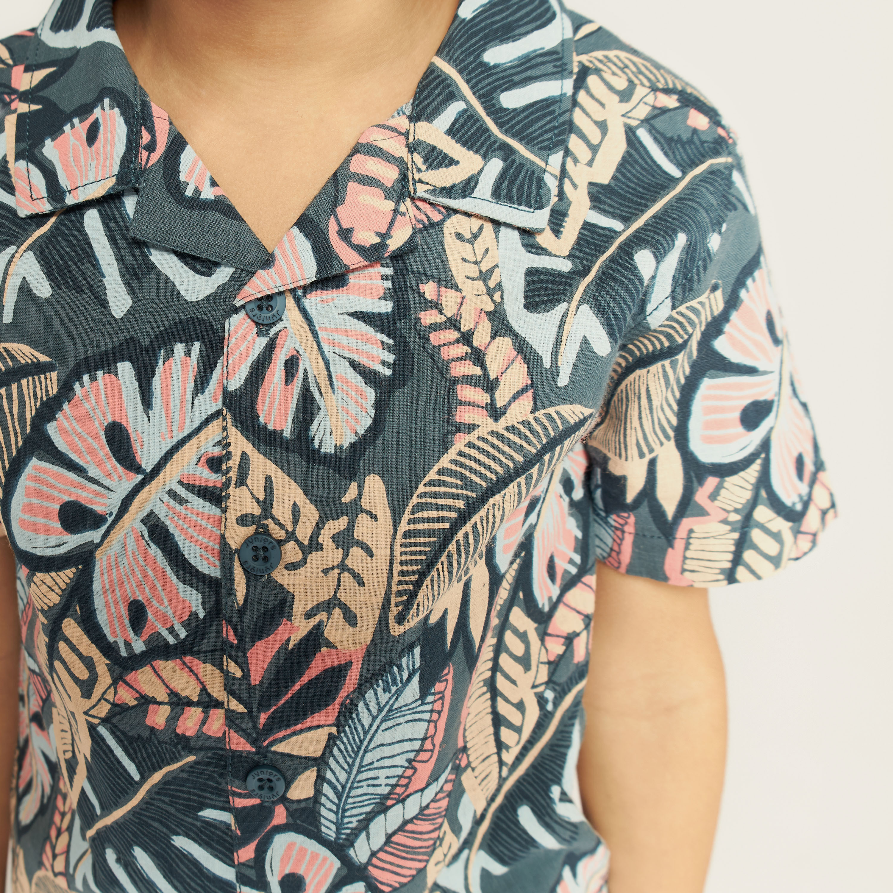 Juniors All-Over Tropical Print Shirt with Short Sleeves and Button Closure-boys-clothing-shirts-image-3