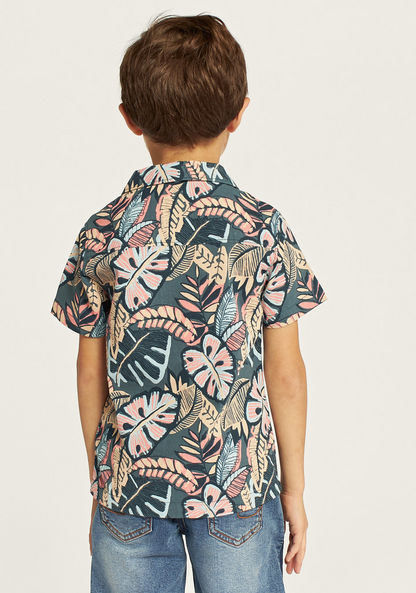 Juniors All-Over Tropical Print Shirt with Short Sleeves and Button Closure-Shirts-image-3