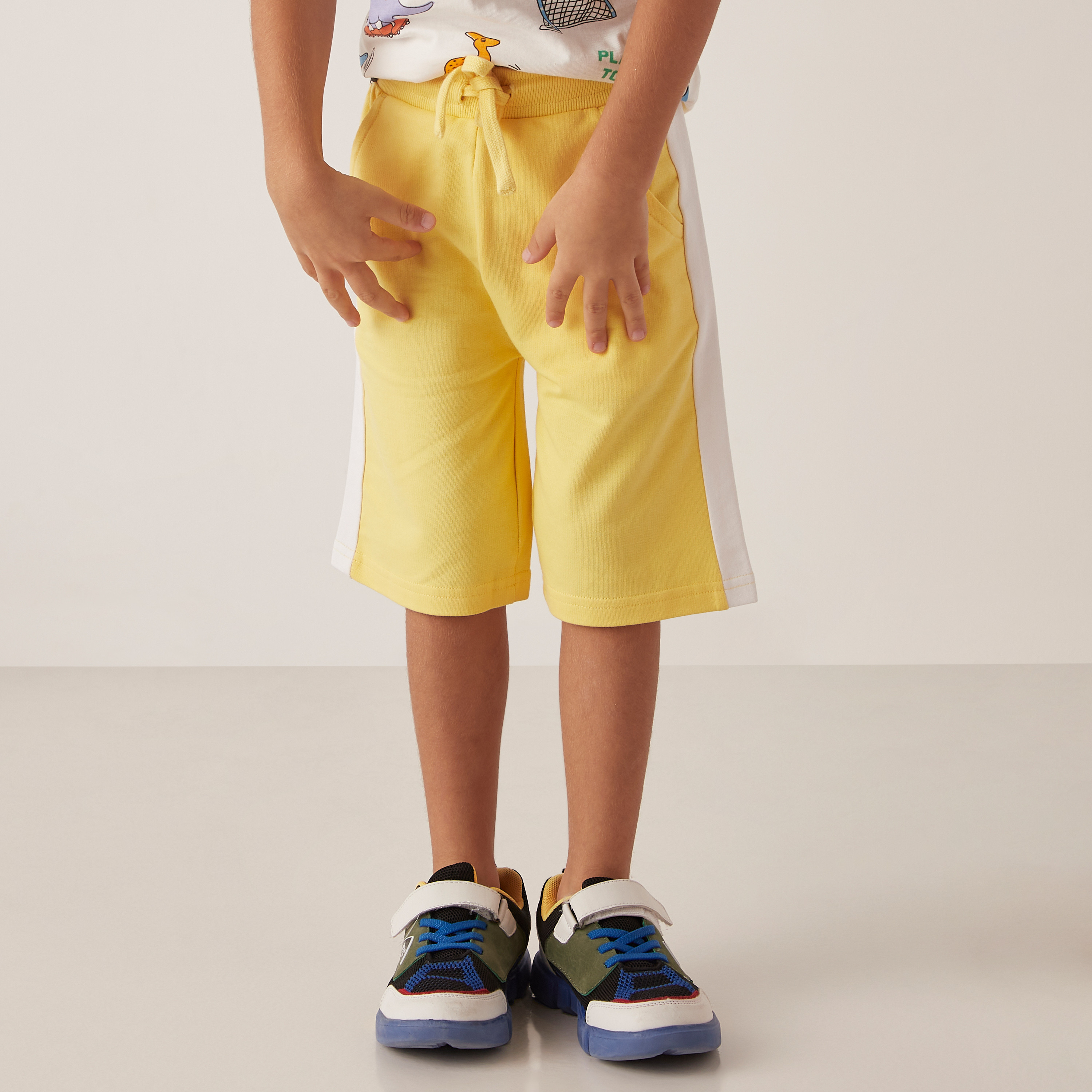 Juniors Solid Shorts with Side Panels-baby-boys-clothing-bottoms-shorts-image-3