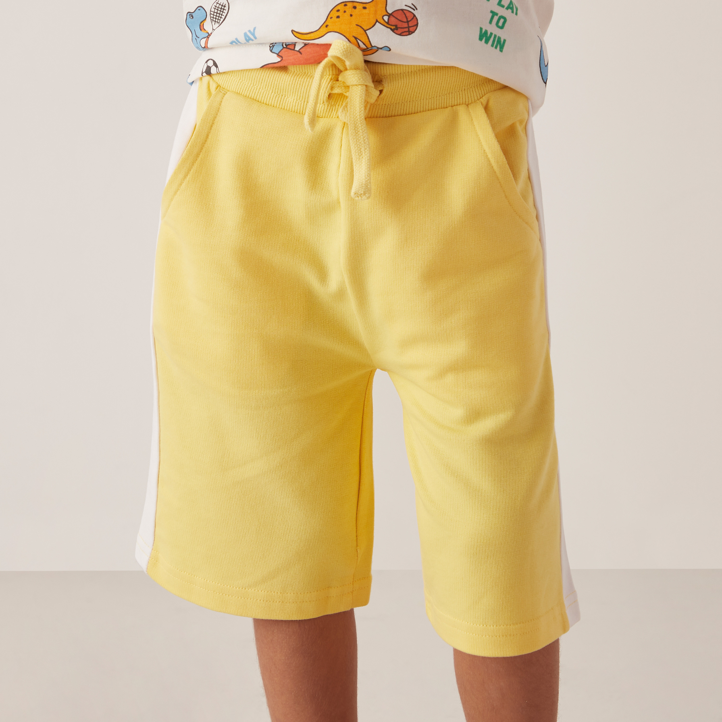Juniors Solid Shorts with Side Panels-baby-boys-clothing-bottoms-shorts-image-1