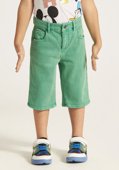 Juniors Solid Shorts with Button Closure and Pockets-Shorts-image-0