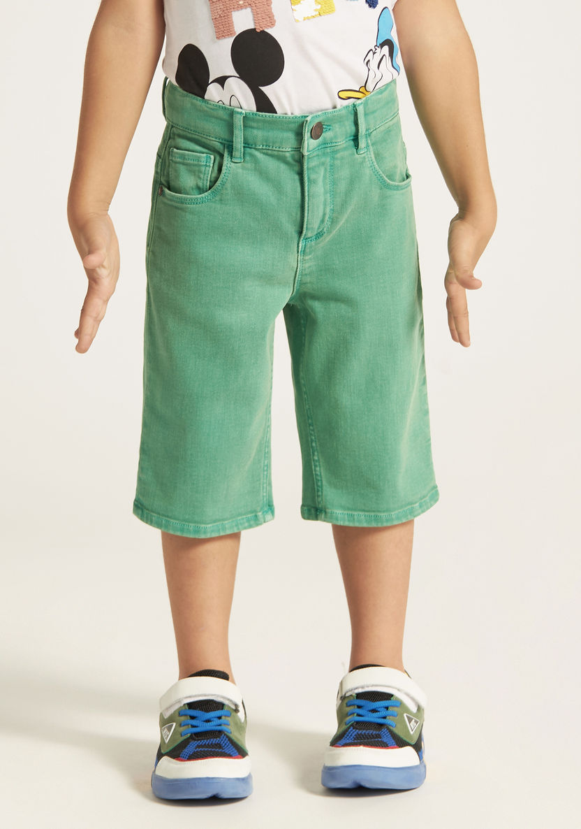 Juniors Solid Shorts with Button Closure and Pockets-Shorts-image-0