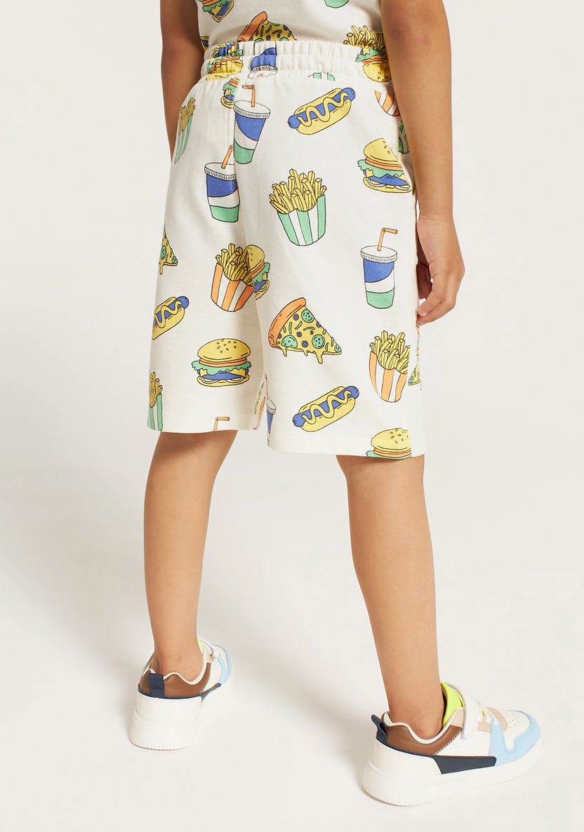 Juniors Fast Food Print Shorts with Drawstring Closure-Shorts-image-3