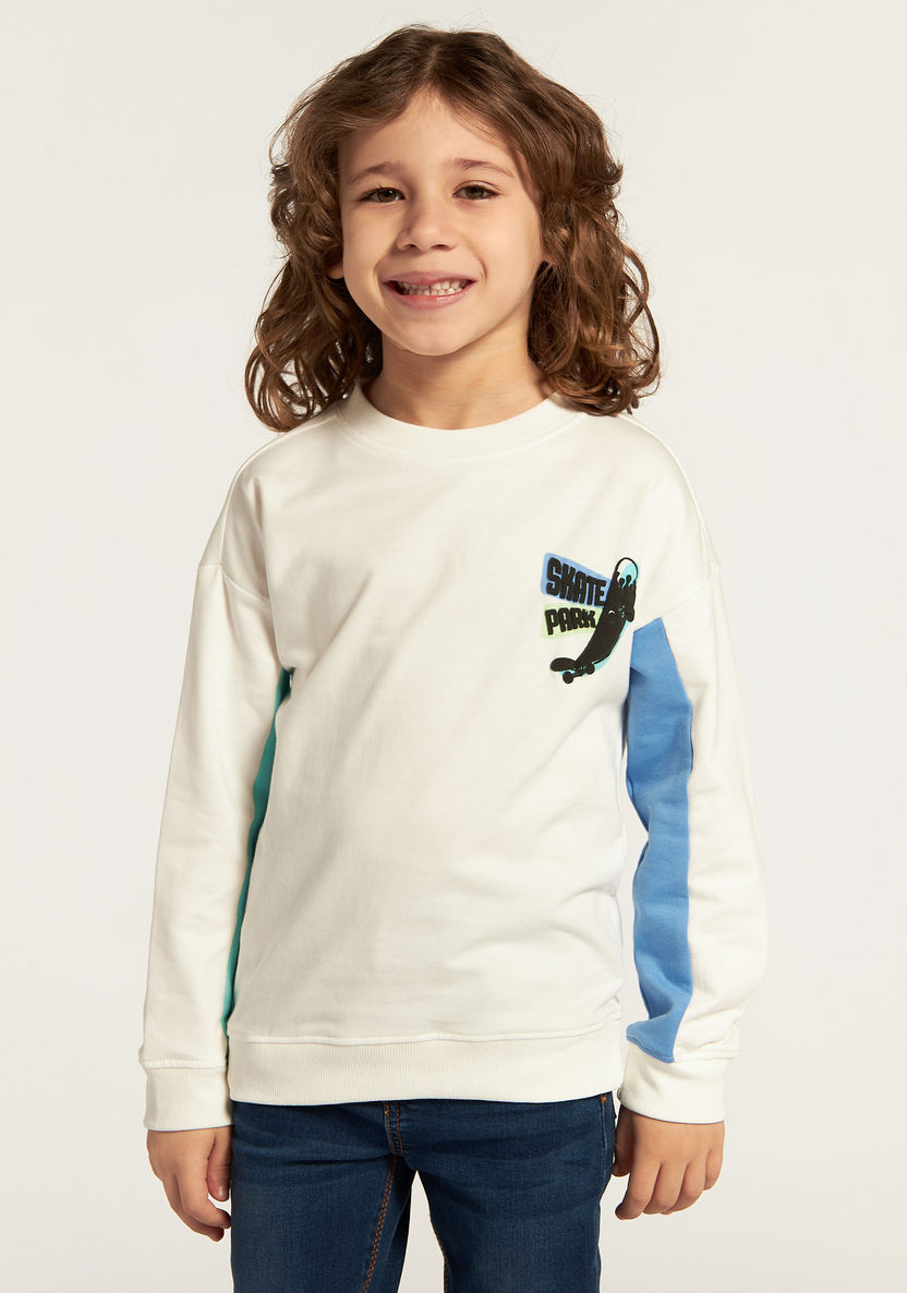 Juniors Graphic Print Sweatshirt with Long Sleeves and Crew Neck-Sweatshirts-image-0