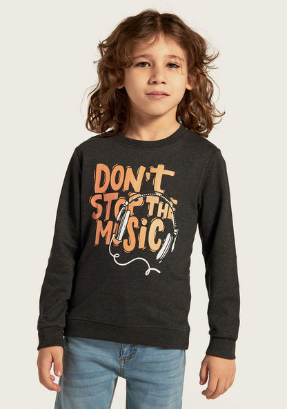 Juniors Slogan Print Sweatshirt with Long Sleeves and Crew Neck-Sweatshirts-image-0