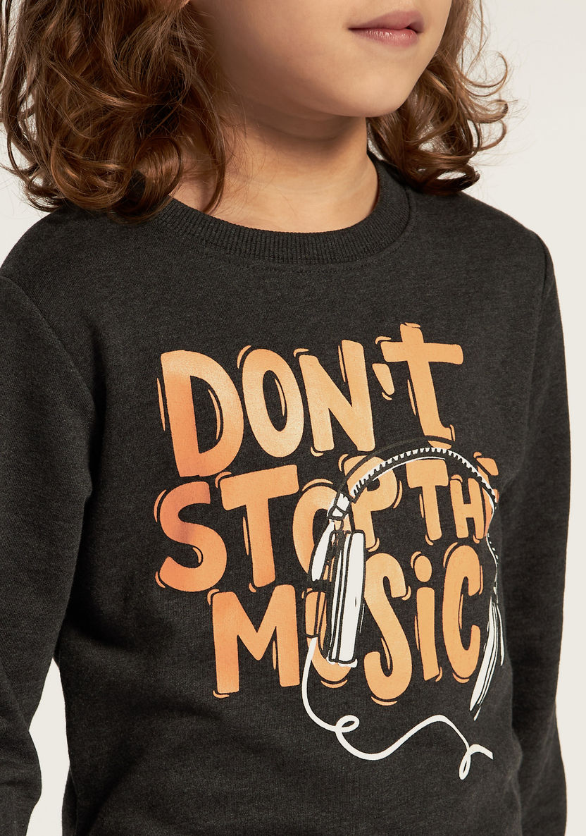 Juniors Slogan Print Sweatshirt with Long Sleeves and Crew Neck-Sweatshirts-image-2