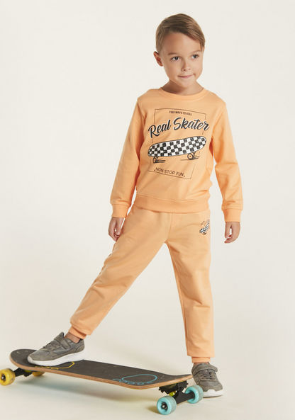 Juniors Skateboard Print Long Sleeves Sweatshirt with Round Neck-Sweatshirts-image-1