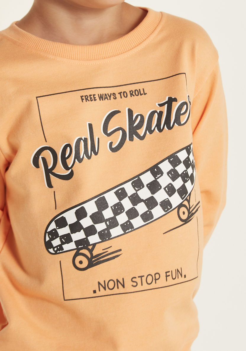 Juniors Skateboard Print Long Sleeves Sweatshirt with Round Neck-Sweatshirts-image-2
