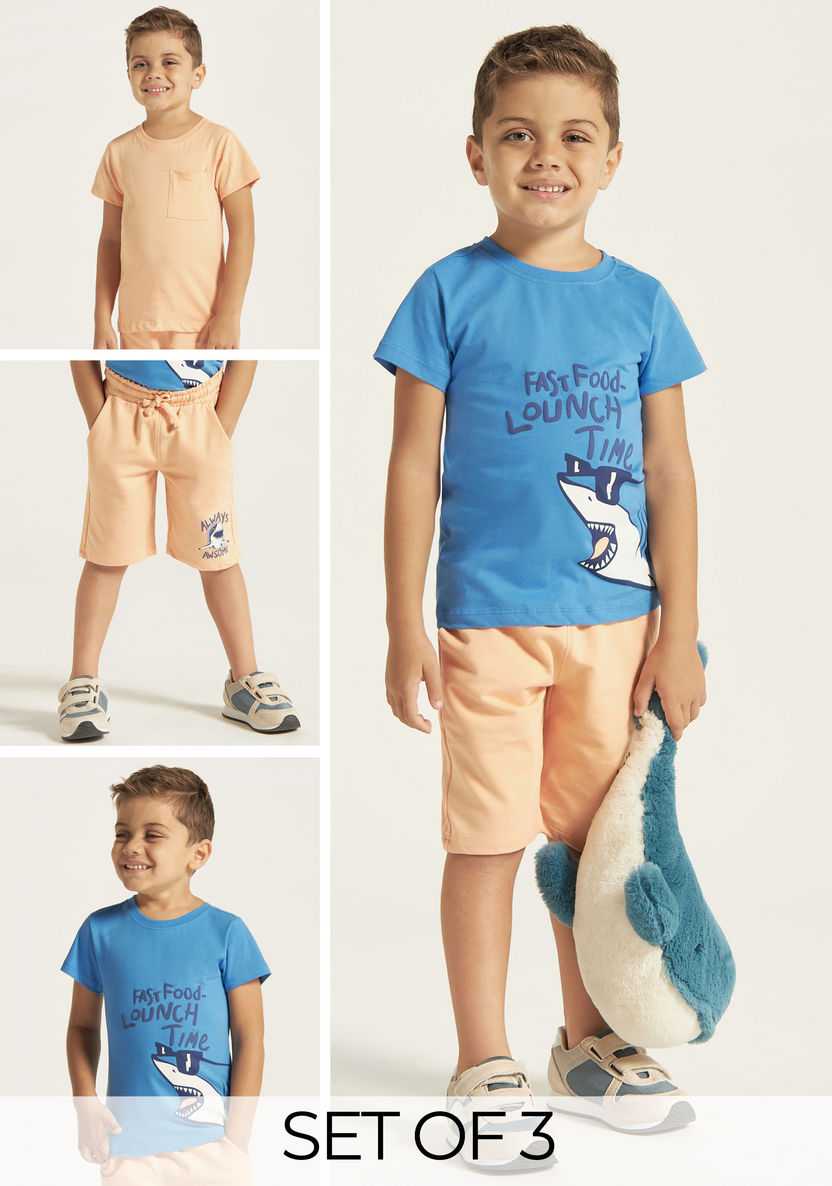 Juniors 3-Piece T-shirts and Shorts Set-Clothes Sets-image-0