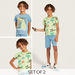 Juniors 3-Piece Dinosaur Print T-shirt and Shorts Set-Clothes Sets-thumbnailMobile-0