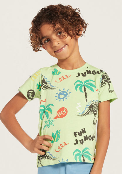 Juniors 3-Piece Dinosaur Print T-shirt and Shorts Set-Clothes Sets-image-2