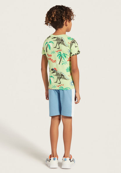 Juniors 3-Piece Dinosaur Print T-shirt and Shorts Set-Clothes Sets-image-5