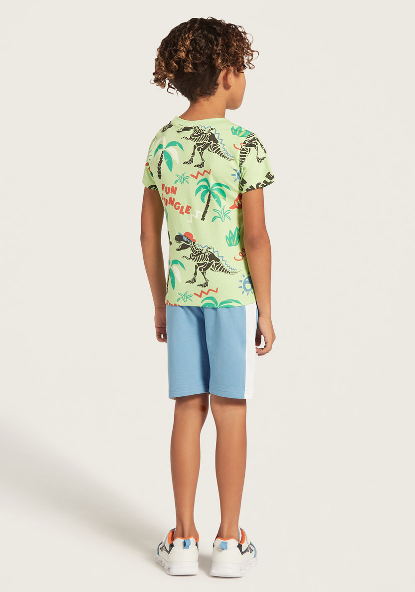 Juniors 3-Piece Dinosaur Print T-shirt and Shorts Set-Clothes Sets-image-5