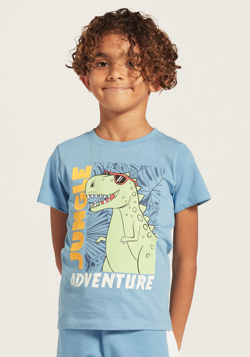 Juniors 3-Piece Dinosaur Print T-shirt and Shorts Set-Clothes Sets-image-6