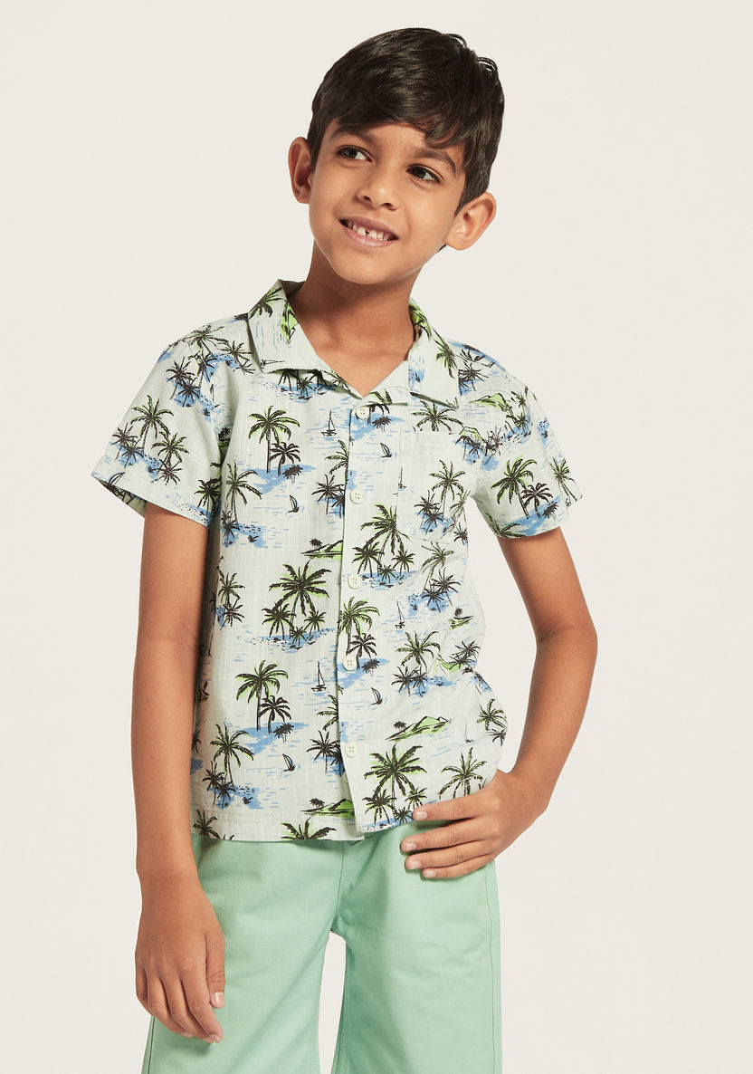 Juniors All-Over Tropical Print Shirt and Shorts Set-Clothes Sets-image-1