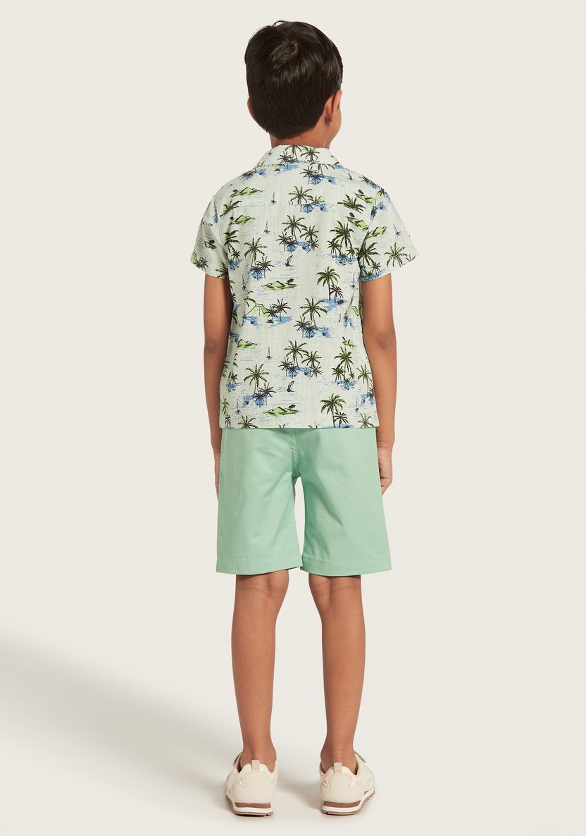 Juniors All-Over Tropical Print Shirt and Shorts Set-Clothes Sets-image-4