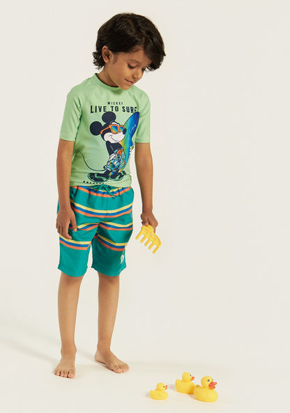 Juniors Mickey Mouse Printed Swim Shorts with Drawstring Closure and Pockets-Swimwear-image-0