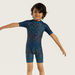 Juniors All-Over Print Swimsuit with Raglan Sleeves-Swimwear-thumbnail-1