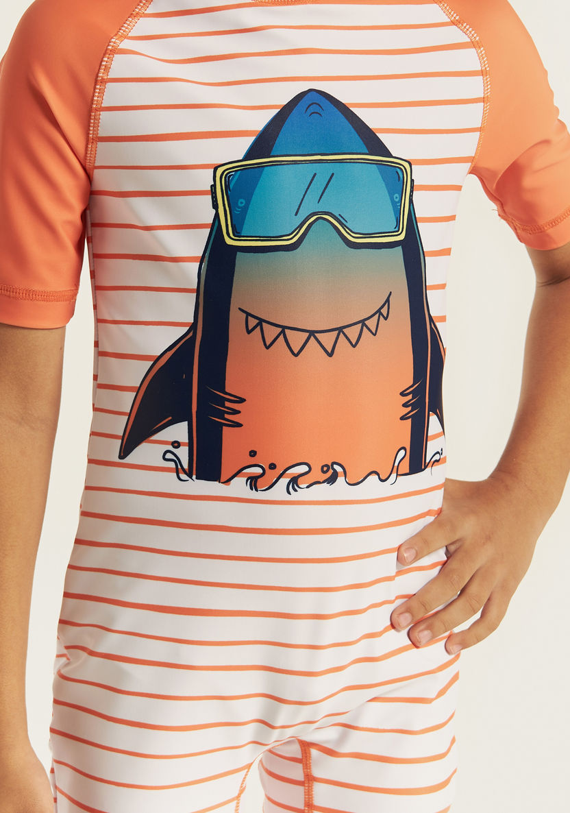 Juniors All-Over Print Swimsuit with Raglan Sleeves-Swimwear-image-2