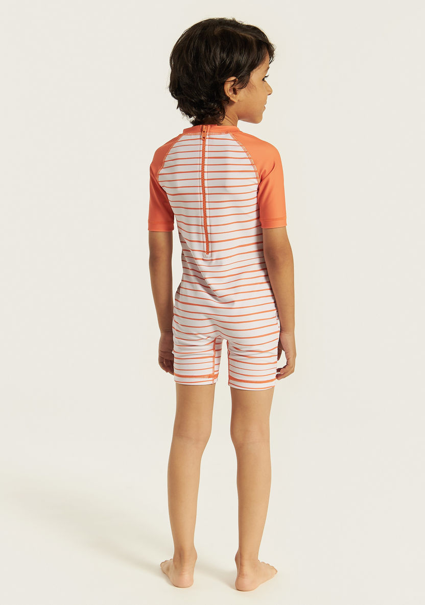 Juniors All-Over Print Swimsuit with Raglan Sleeves-Swimwear-image-3