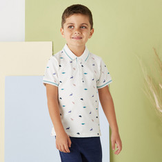 Juniors Dino Print Polo T-shirt with Short Sleeves