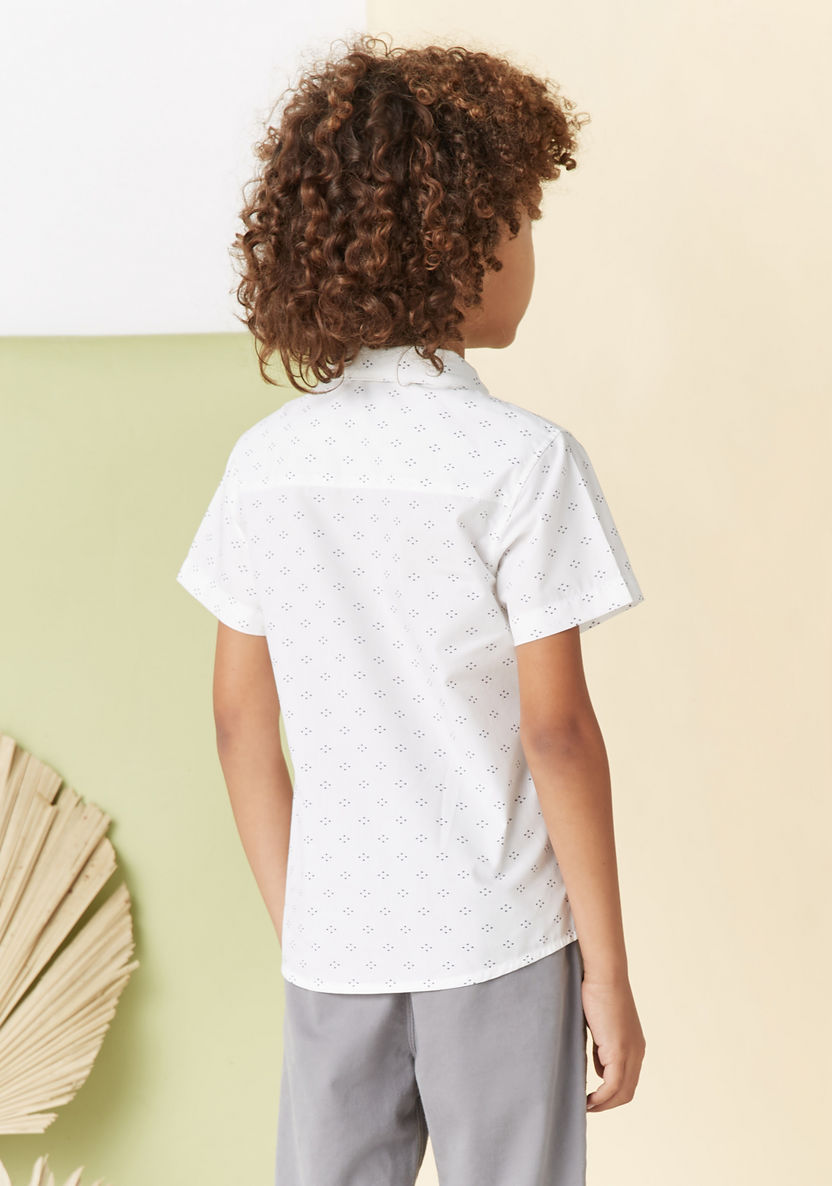 Juniors All-Over Print Shirt with Pleat Detail and Short Sleeves-Shirts-image-3