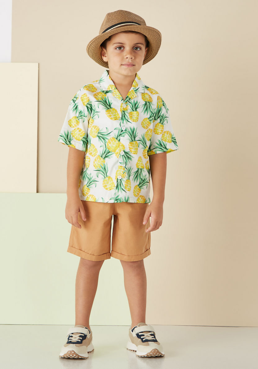 Juniors All-Over Tropical Print Shirt with Short Sleeves-Shirts-image-1