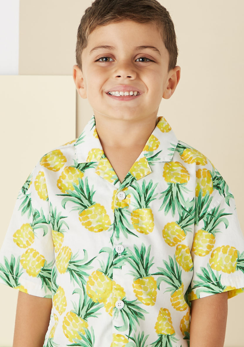 Juniors All-Over Tropical Print Shirt with Short Sleeves-Shirts-image-2