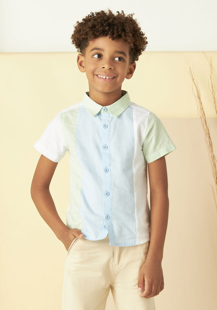 Juniors Colorblock Shirt with Short Sleeves-Shirts-image-0