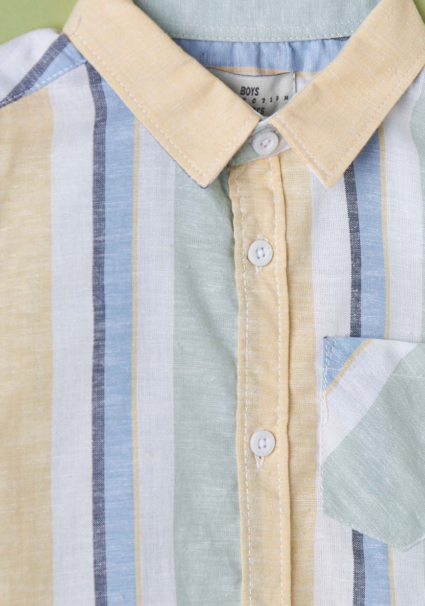Juniors Striped Shirt with Short Sleeves and Chest Pocket-Shirts-image-1