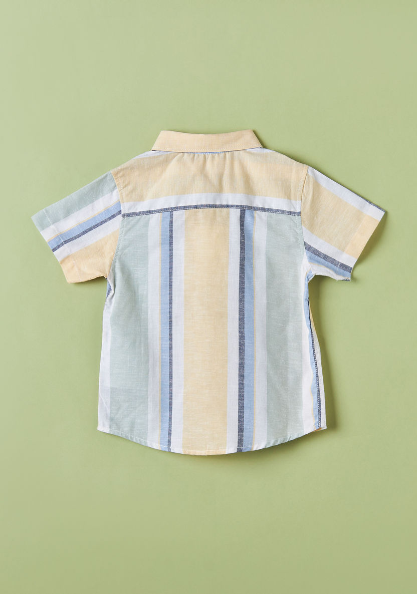 Juniors Striped Shirt with Short Sleeves and Chest Pocket-Shirts-image-2