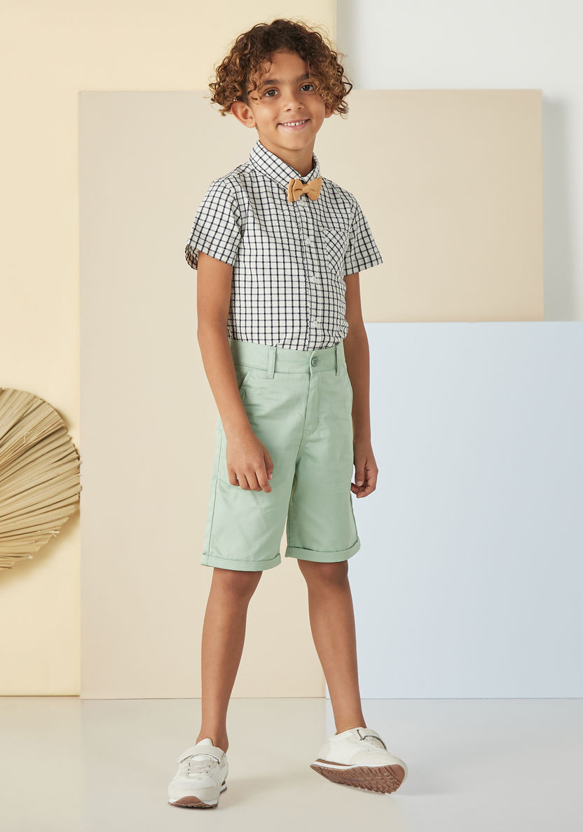Juniors Solid Shorts with Button Closure-Shorts-image-0