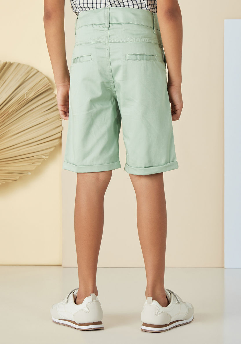 Juniors Solid Shorts with Button Closure-Shorts-image-3