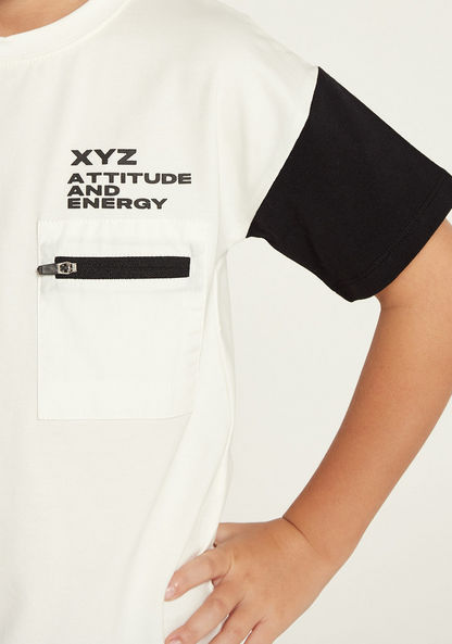 XYZ Colourblock T-shirt with Crew Neck and Short Sleeves-Tops-image-1