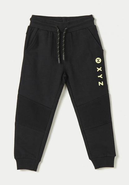 XYZ Printed Joggers with Drawstring Closure-Bottoms-image-0