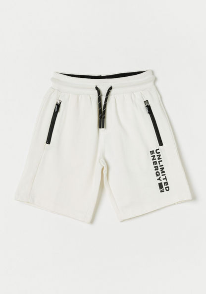 XYZ Printed Shorts with Drawstring Closure and Pockets-Bottoms-image-0