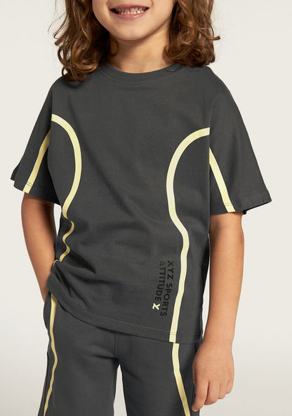 XYZ Printed Short Sleeves T-shirt and Shorts Set-Clothes Sets-image-3