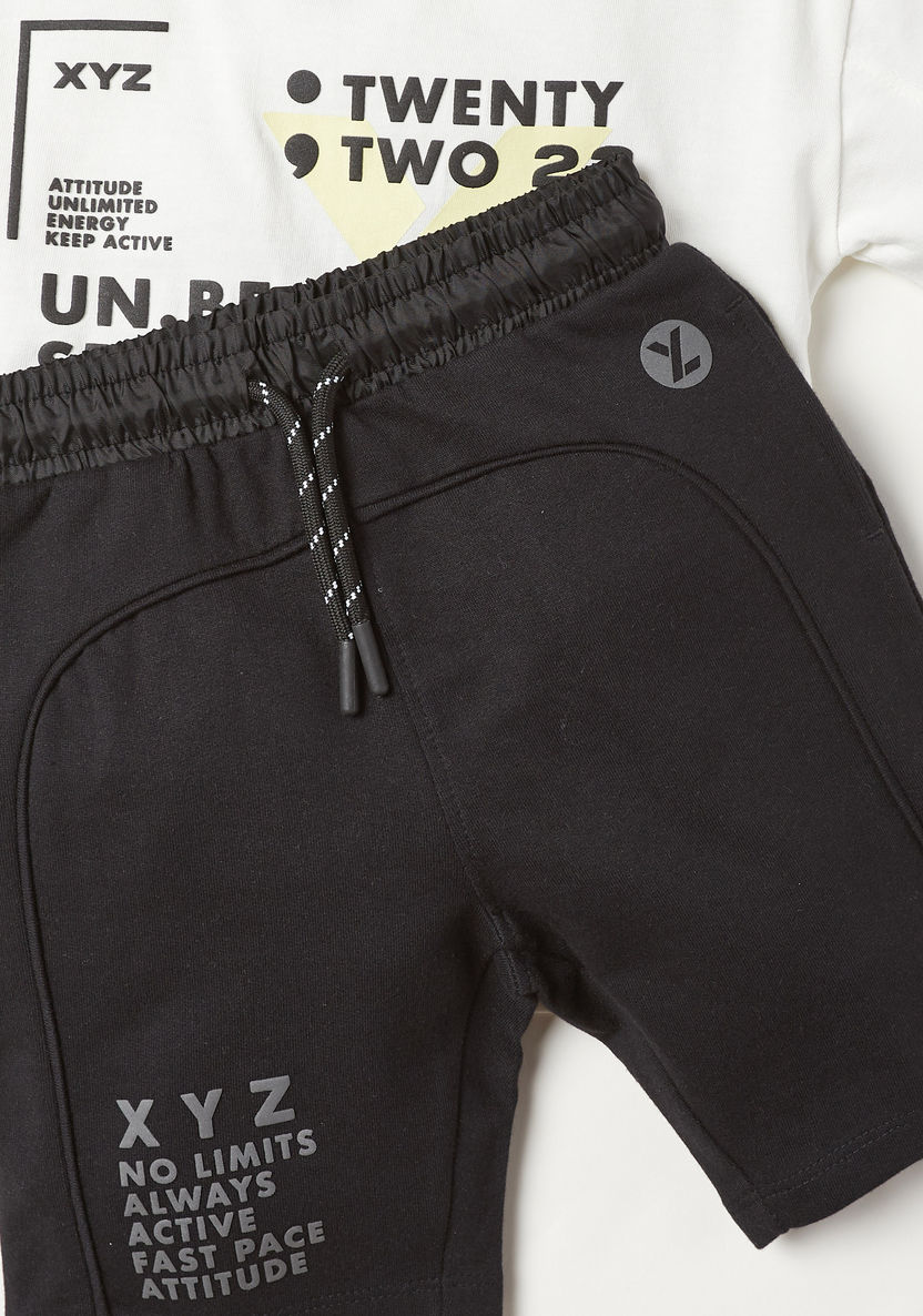 XYZ Printed Crew Neck T-shirt and Shorts Set-Sets-image-4
