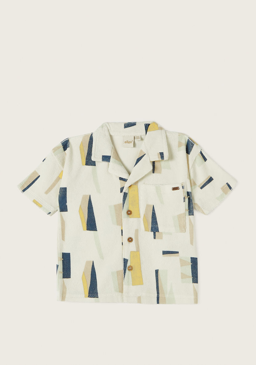 Eligo All-Over Abstract Print Shirt with Short Sleeves and Button Closure-Shirts-image-0