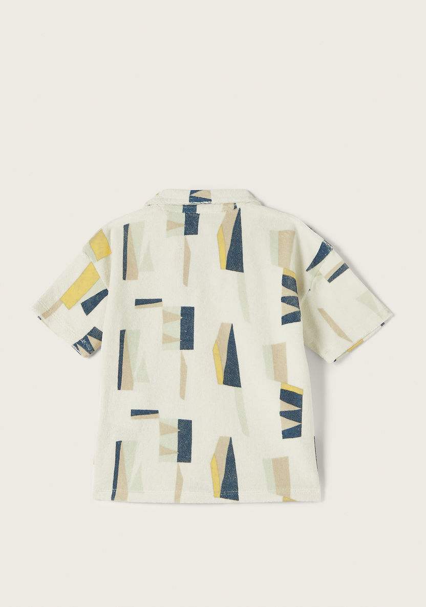 Eligo All-Over Abstract Print Shirt with Short Sleeves and Button Closure-Shirts-image-3