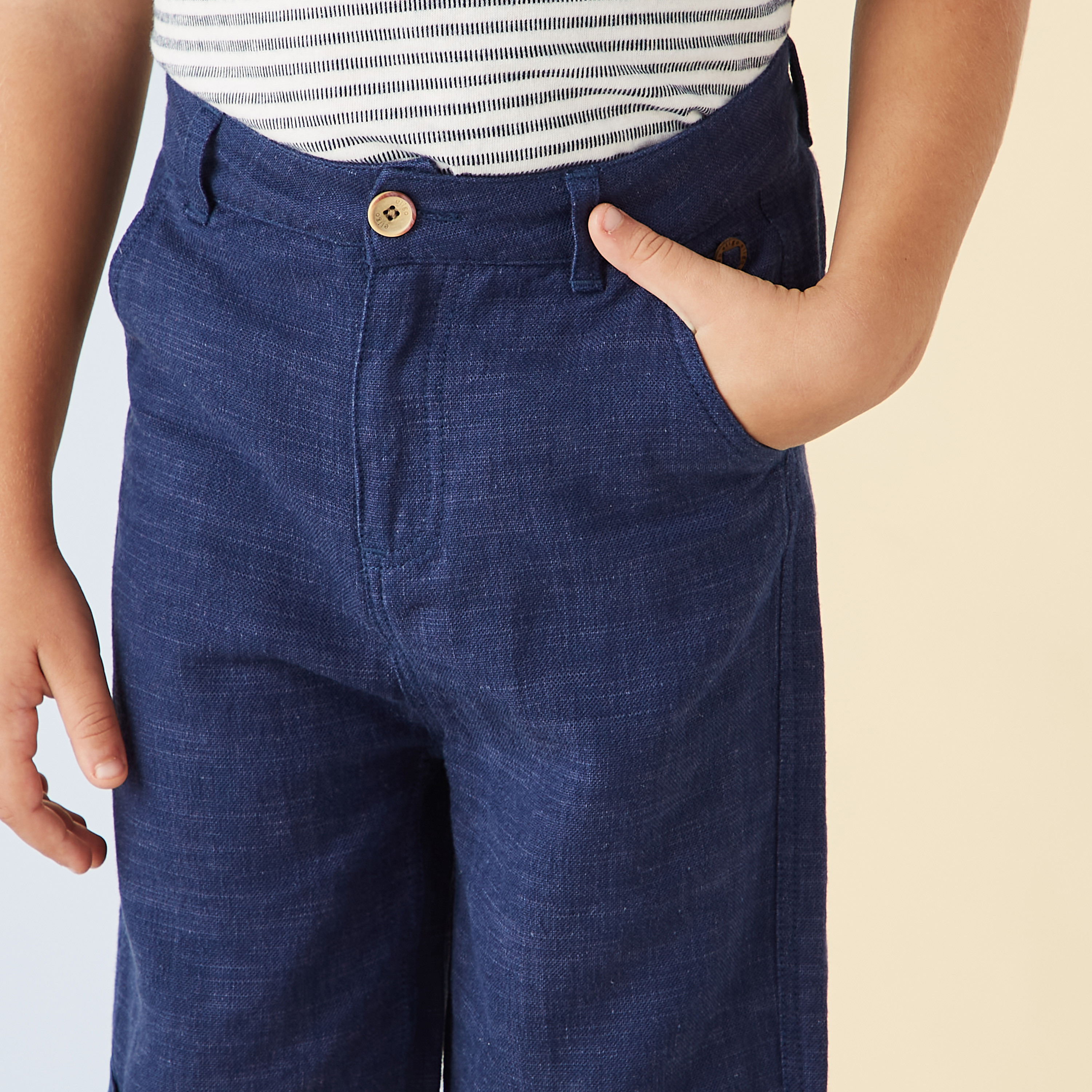 Eligo Solid Shorts with Pockets and Button Closure-baby-boys-clothing-bottoms-shorts-image-3