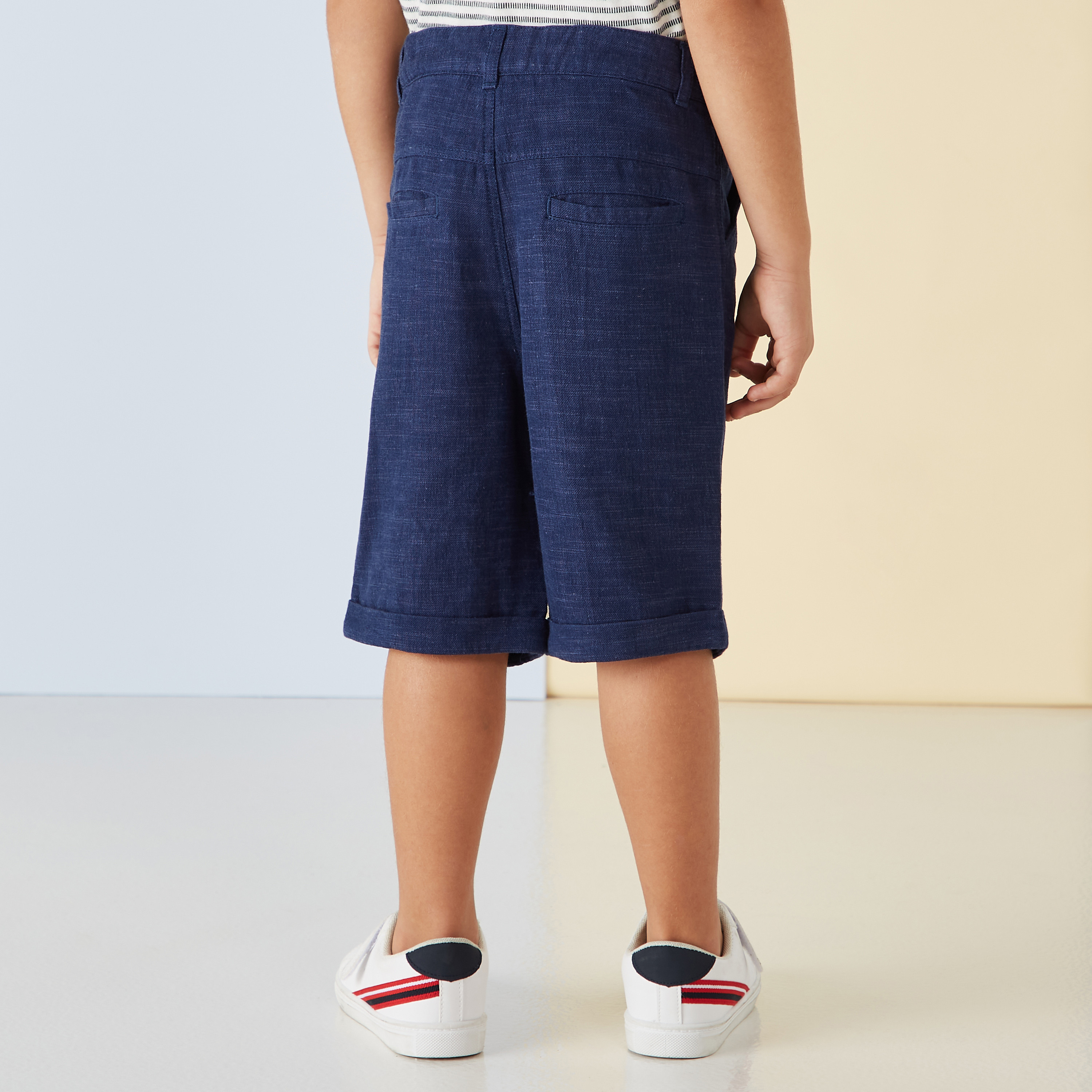 Eligo Solid Shorts with Pockets and Button Closure-baby-boys-clothing-bottoms-shorts-image-4