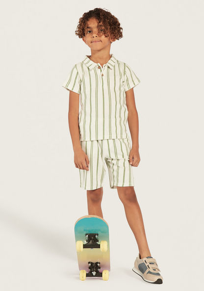 Eligo Striped Polo T-shirt and Shorts Set-Clothes Sets-image-0