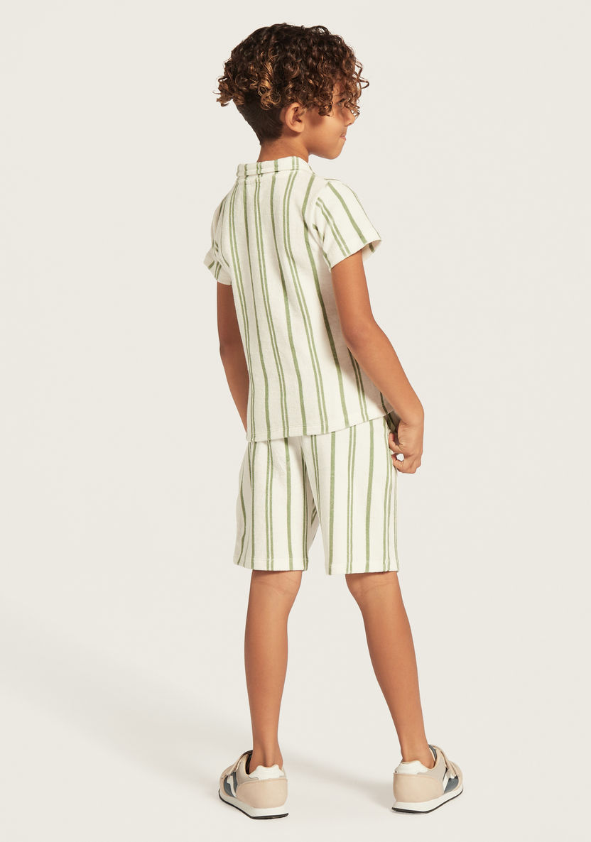 Eligo Striped Polo T-shirt and Shorts Set-Clothes Sets-image-4