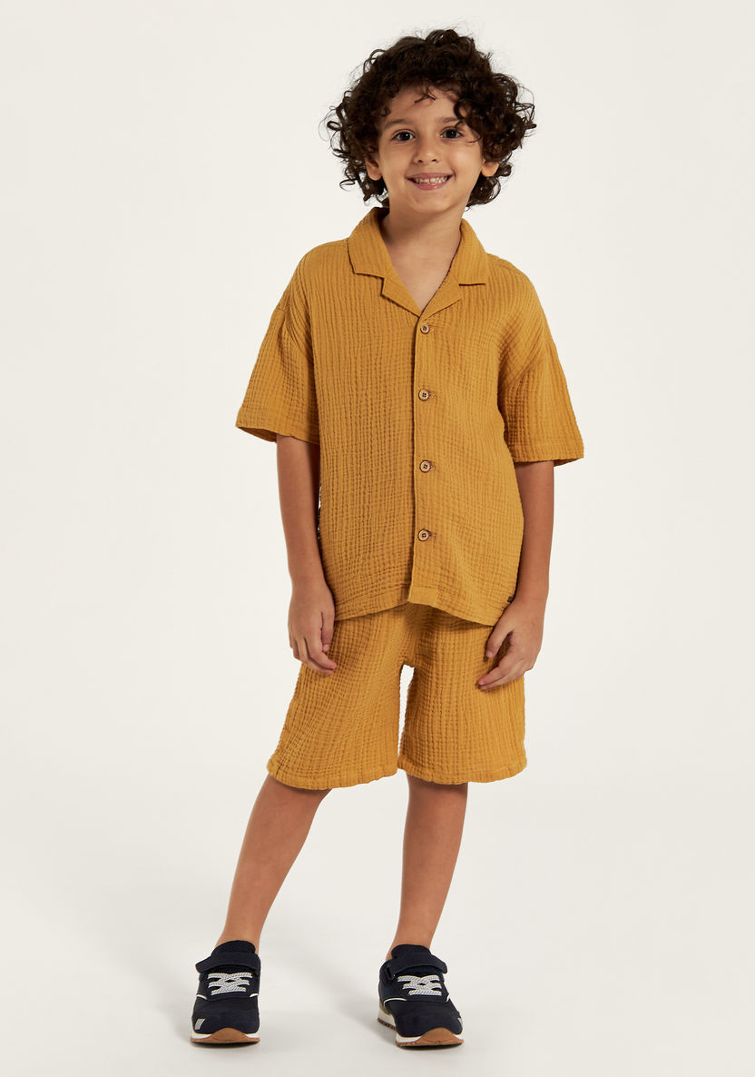 Eligo Textured Short Sleeves Shirt and Shorts Set-Clothes Sets-image-0