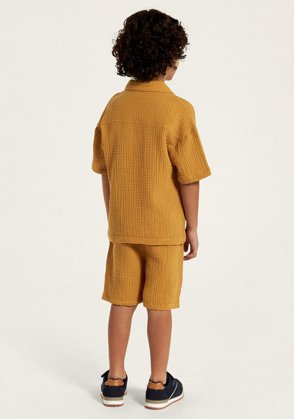 Eligo Textured Short Sleeves Shirt and Shorts Set-Clothes Sets-image-4