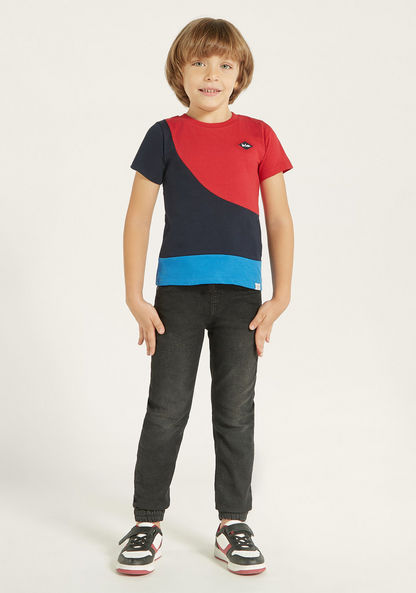 Lee Cooper Colourblock Crew Neck T-shirt with Short Sleeves-T Shirts-image-1