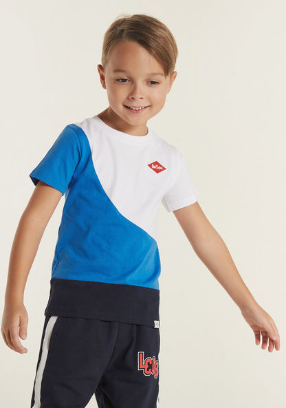 Lee Cooper Colourblock Stylized T-shirt with Short Sleeves and Crew Neck-T Shirts-image-0