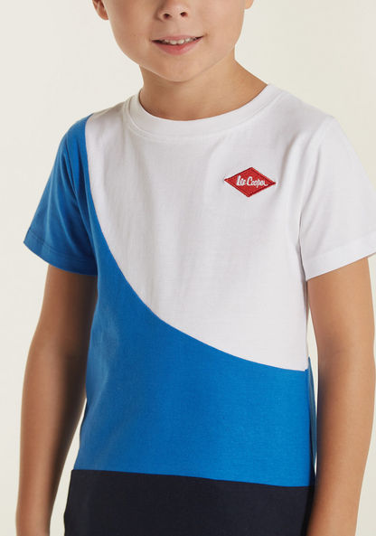 Lee Cooper Colourblock Stylized T-shirt with Short Sleeves and Crew Neck-T Shirts-image-2