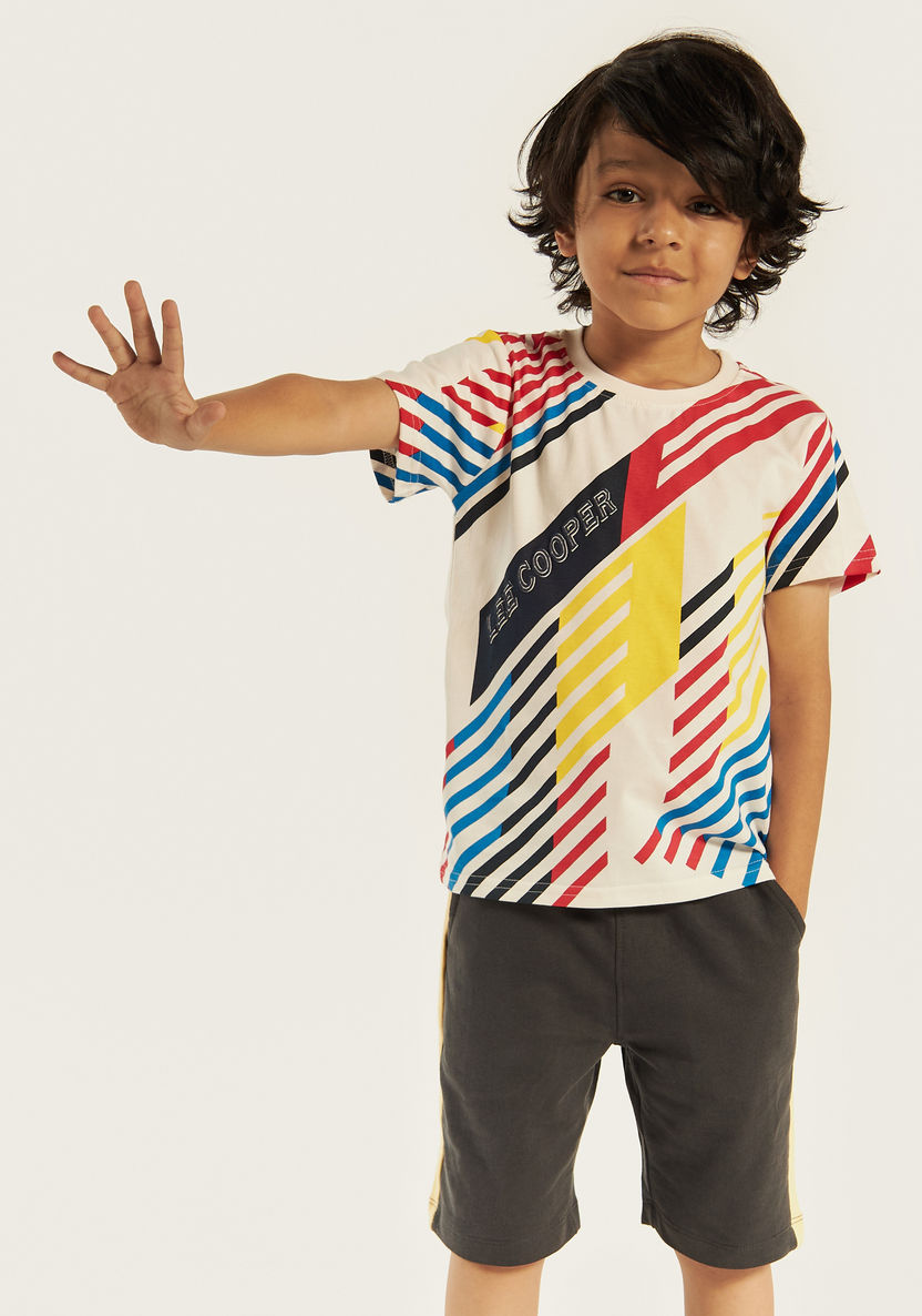 Lee Cooper All-Over Graphic Print Crew Neck T-shirt with Short Sleeves-T Shirts-image-0